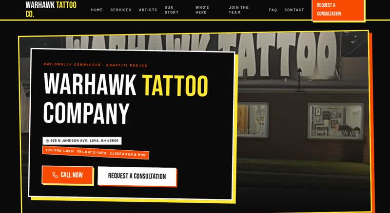 Warhawk Tattoo Company website preview